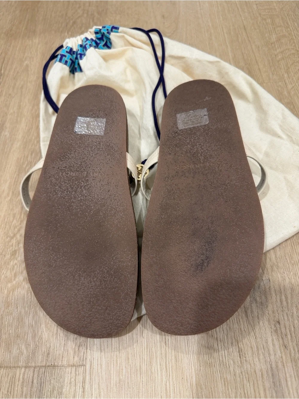 Authentic Tory Burch Miller Cloud Leather Sandal- Cream/Caramel